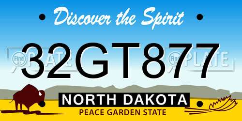 32GT877 North Dakota License Plate