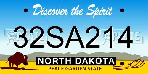 32SA214 North Dakota License Plate
