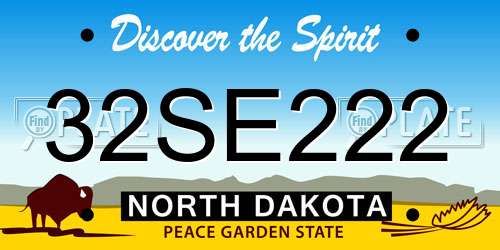 32SE222 North Dakota License Plate
