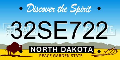 32SE722 North Dakota License Plate