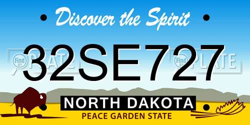32SE727 North Dakota License Plate