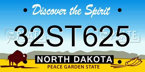 32ST625 North Dakota License Plate
