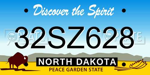 32SZ628 North Dakota License Plate