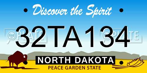 32TA134 North Dakota License Plate
