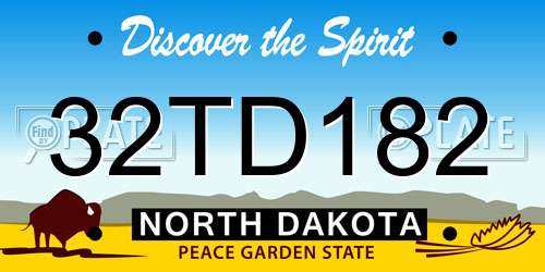 32TD182 North Dakota License Plate