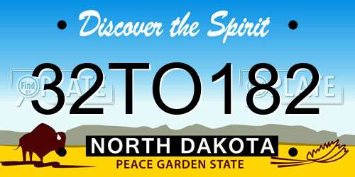 32TO182 North Dakota License Plate
