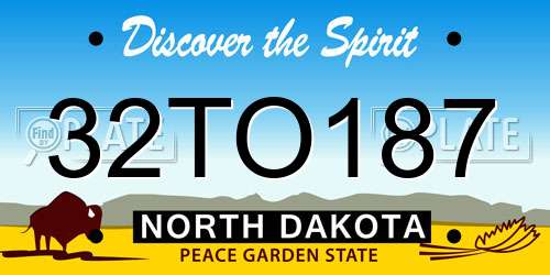 32TO187 North Dakota License Plate
