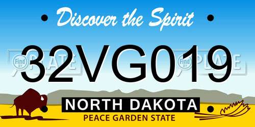 32VG019 North Dakota License Plate