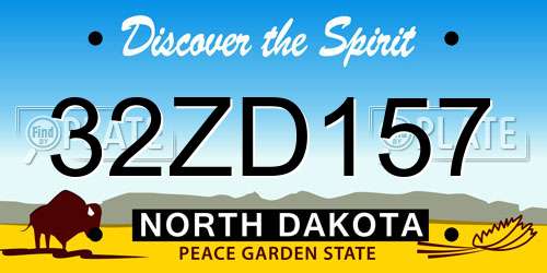 32ZD157 North Dakota License Plate