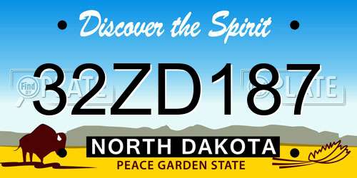32ZD187 North Dakota License Plate