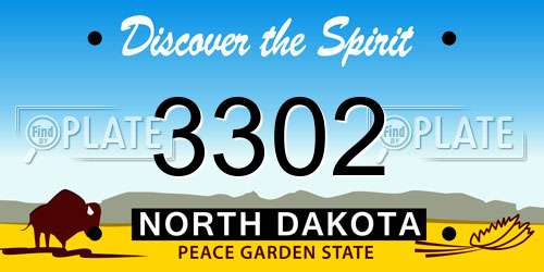 3302 North Dakota License Plate