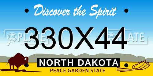 330X44 North Dakota License Plate