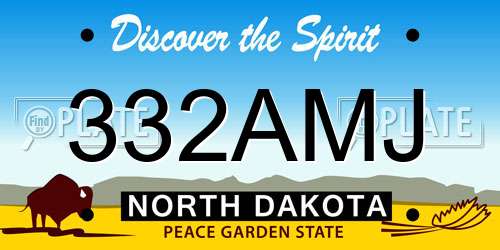 332AMJ North Dakota License Plate