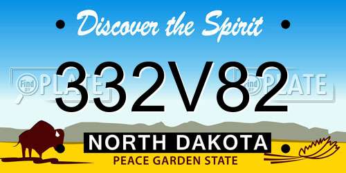 332V82 North Dakota License Plate