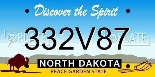 332V87 North Dakota License Plate