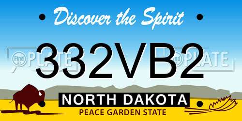 332VB2 North Dakota License Plate