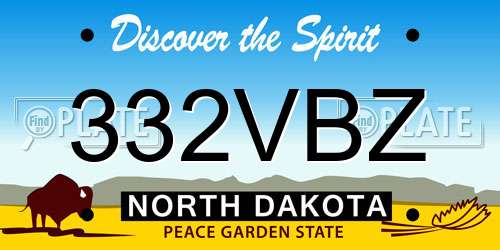 332VBZ North Dakota License Plate