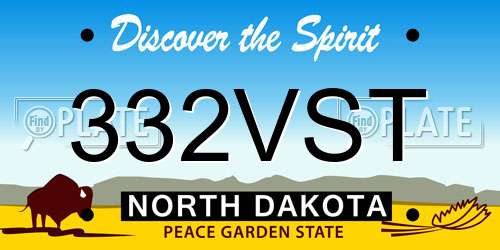 332VST North Dakota License Plate