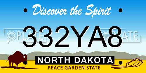 332YA8 North Dakota License Plate
