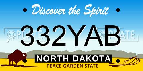 332YAB North Dakota License Plate