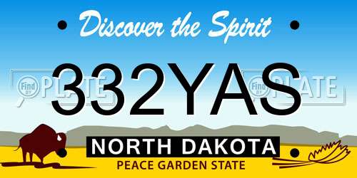 332YAS North Dakota License Plate