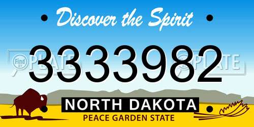3333982 North Dakota License Plate