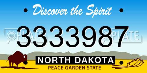 3333987 North Dakota License Plate