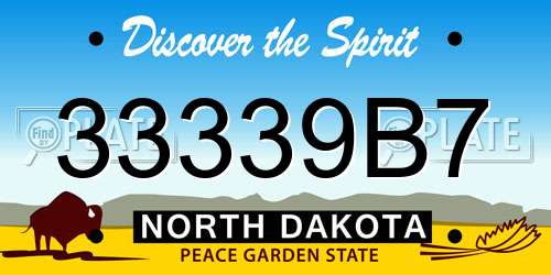 33339B7 North Dakota License Plate