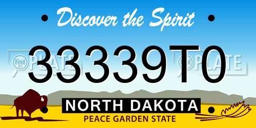 33339T0 North Dakota License Plate