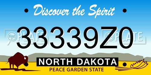 33339Z0 North Dakota License Plate