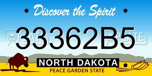 33362B5 North Dakota License Plate
