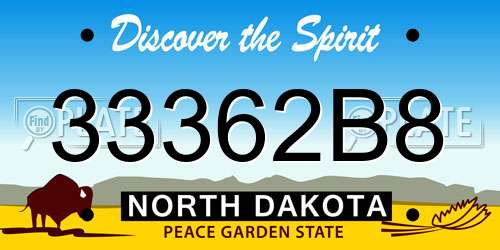 33362B8 North Dakota License Plate