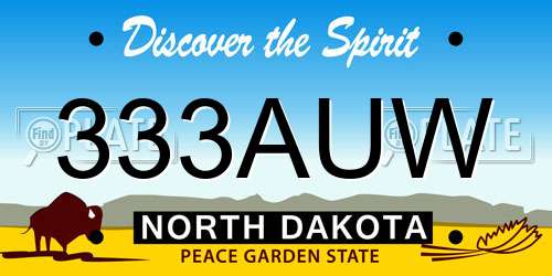 333AUW North Dakota License Plate