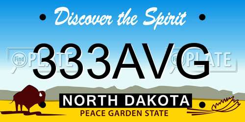 333AVG North Dakota License Plate
