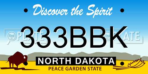 333BBK North Dakota License Plate