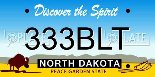 333BLT North Dakota License Plate