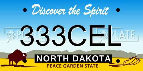 333CEL North Dakota License Plate