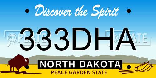 333DHA North Dakota License Plate