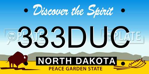 333DUC North Dakota License Plate