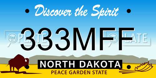333MFF North Dakota License Plate