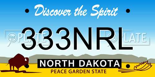 333NRL North Dakota License Plate