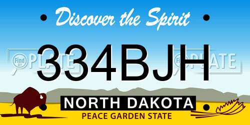 334BJH North Dakota License Plate
