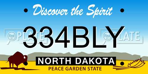 334BLY North Dakota License Plate