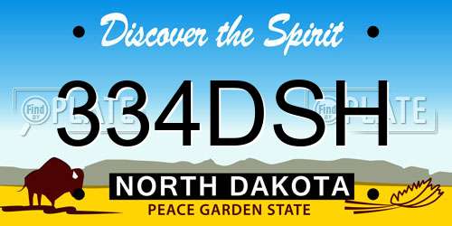 334DSH North Dakota License Plate