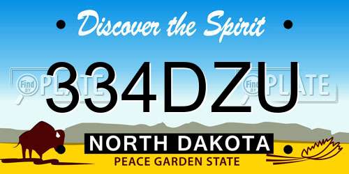 334DZU North Dakota License Plate