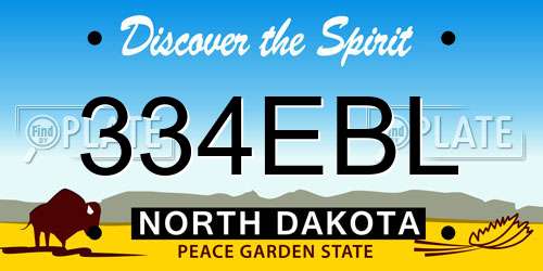 334EBL North Dakota License Plate