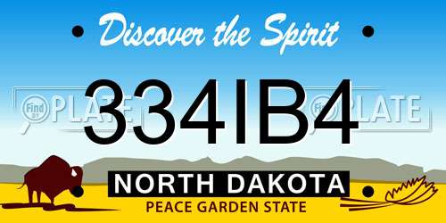 334IB4 North Dakota License Plate
