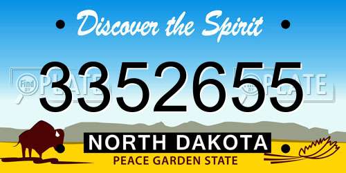 3352655 North Dakota License Plate