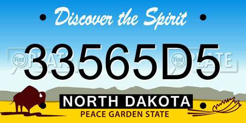 33565D5 North Dakota License Plate
