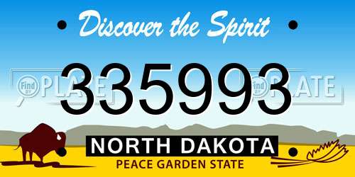 335993 North Dakota License Plate